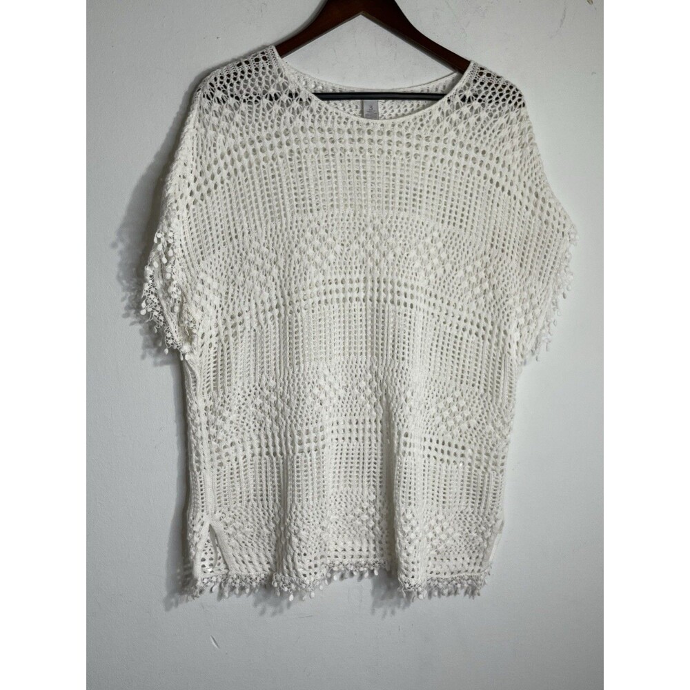 Chicos Sz 3 Knit Boho Beach  Short sleeve blouse (13)